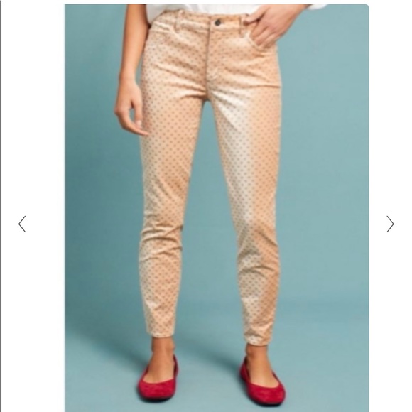 Anthropologie pilcro velvet shimmer polka dot high rise  skinny pants 28 - Picture 6 of 6